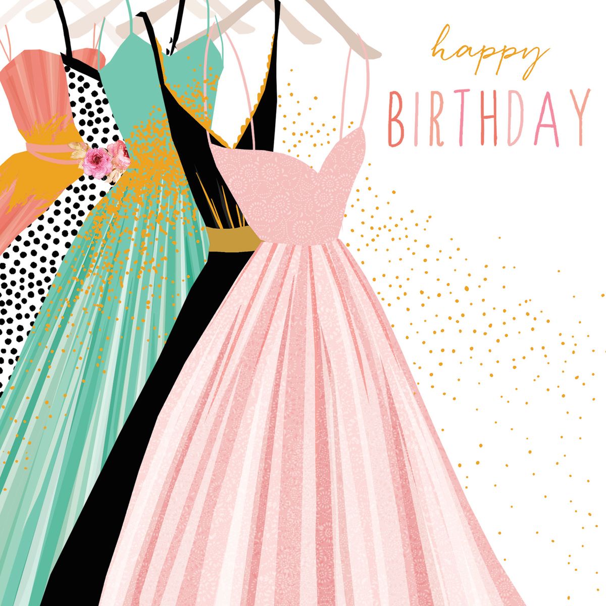 JAZBAZ Geburtstag GlitterKarte Trend Grußkarte Fashion Kleid 16x16cm