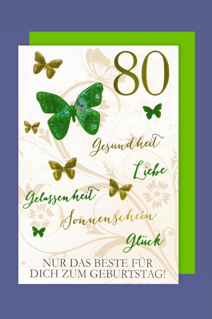 37+ Glueckwuensche zum 80 geburtstag bilder , 80 Geburtstag Karte Grußkarte Schmetterling Gesundheit Foliendruck