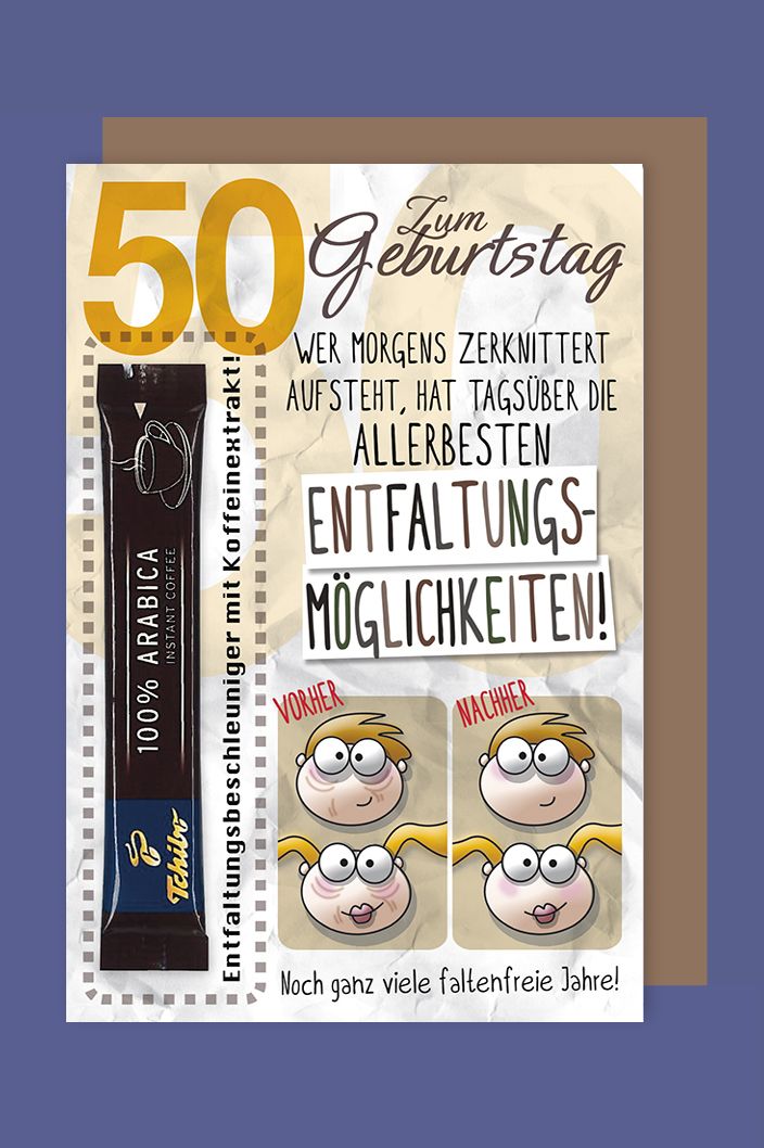 50 Geburtstag Humor Karte Grußkarte Applikation 100% Arabica Entfaltung