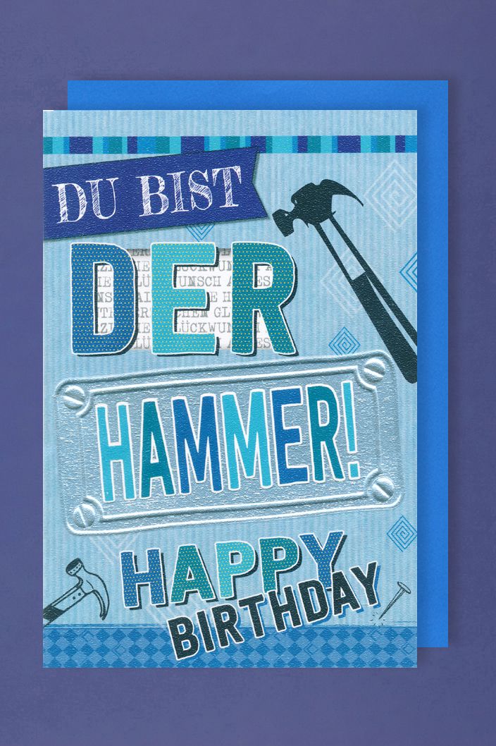 Geburtstag Männer Karte Grußkarte Hobby Hammer Birthday 16x11cm AvanCarte