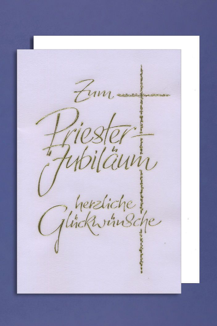 Priester Jubiläum Grußkarte Karte Glückwünsche Gold Druck 16x11 cm 1