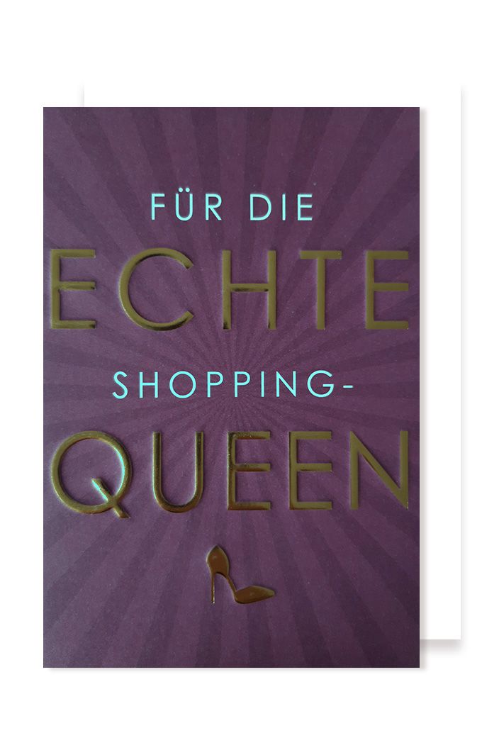 Grußkarte Geburtstag Gutschein Goldprägedruck Shoppingqueen lila