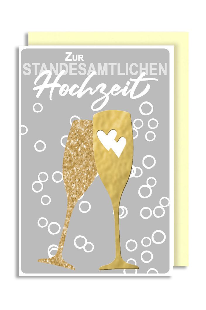 Hochzeit Karte Grußkarte Zur Standesamtlichen Hochzeit Golddruck Gläser