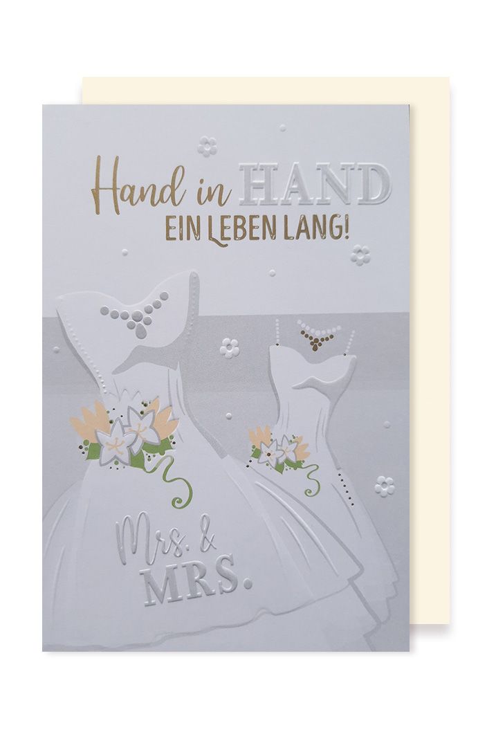 Lesbische Hochzeit Karte Grußkarte Sie und Sie Golddruck Kleider