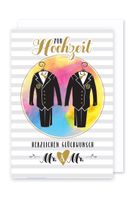 HomoEhe Hochzeit Karte Grußkarte Mr&Mr Mann&Mann Anzüge