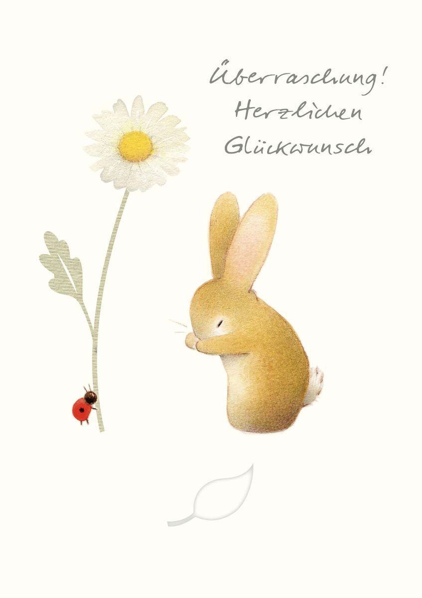 Geburtstag Karte Grußkarte Aquarell Hase Gänseblümchen Marienkäfer