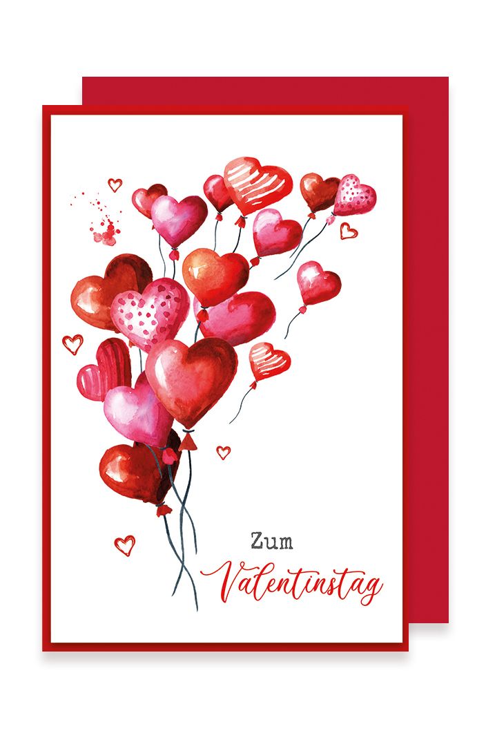  Valentinstag Karte Grußkarte Zum Valentinstag Herzballons11x16cm Illustration 