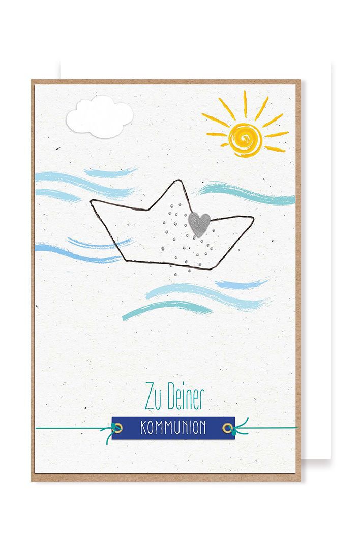 Kommunion Grußkarte Karte Applikationen AvanHandcraft Schiff Herz