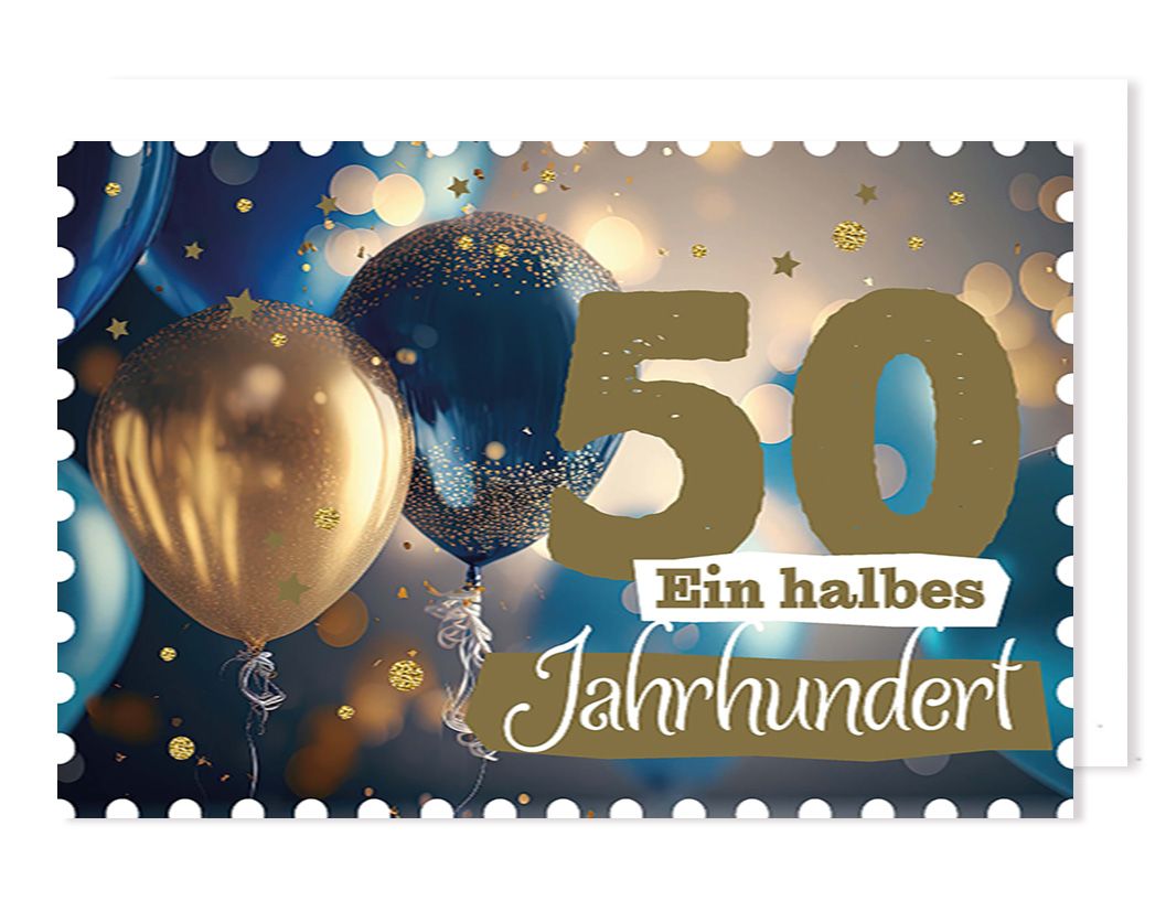 50 Geburtstag Karte Grußkarte Ein Halbes Jahrhundert Foliendruck 16x11cm Avancarte