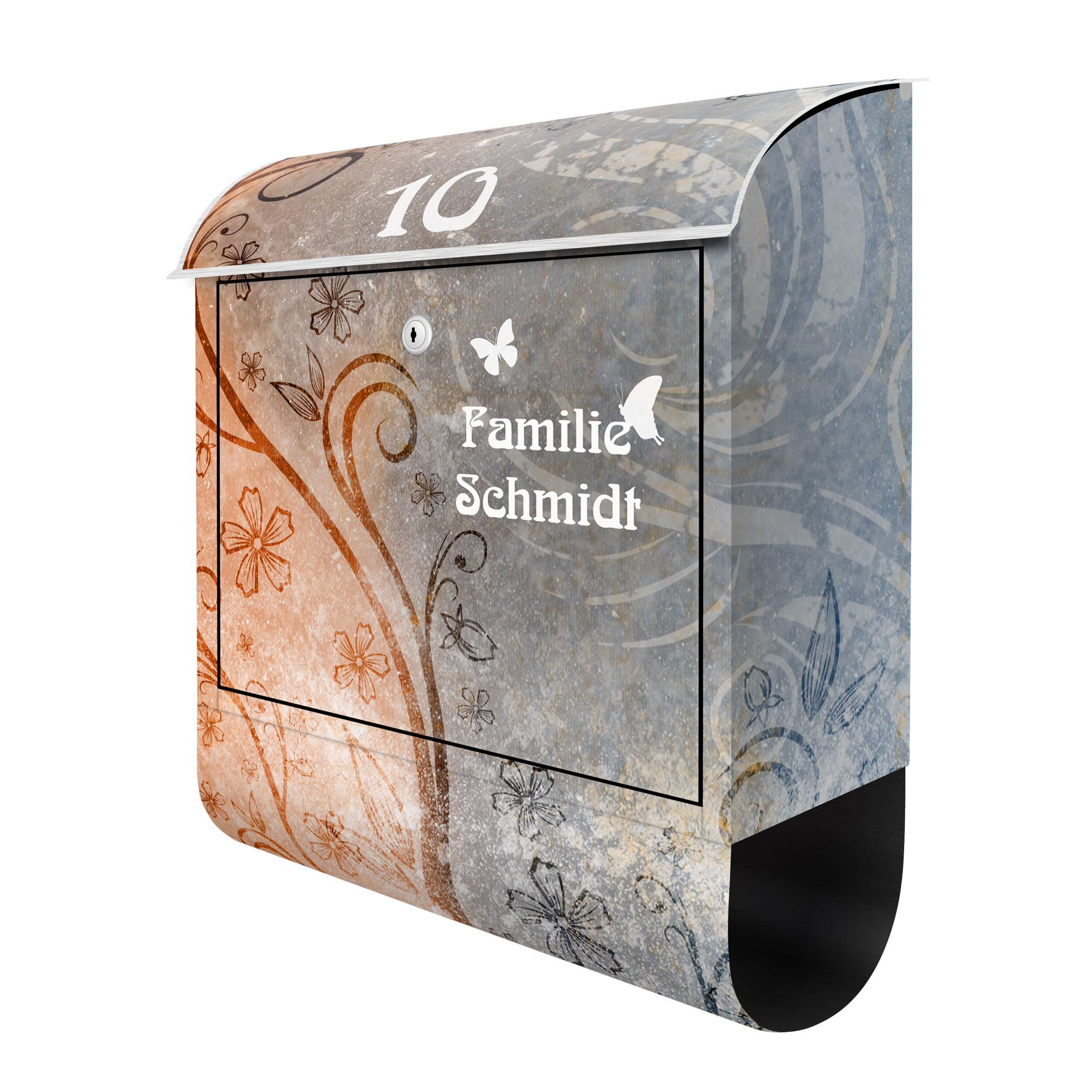 Briefkasten mit eigenem Text & Hausnummer - Dignity - Wandbriefkasten Grau