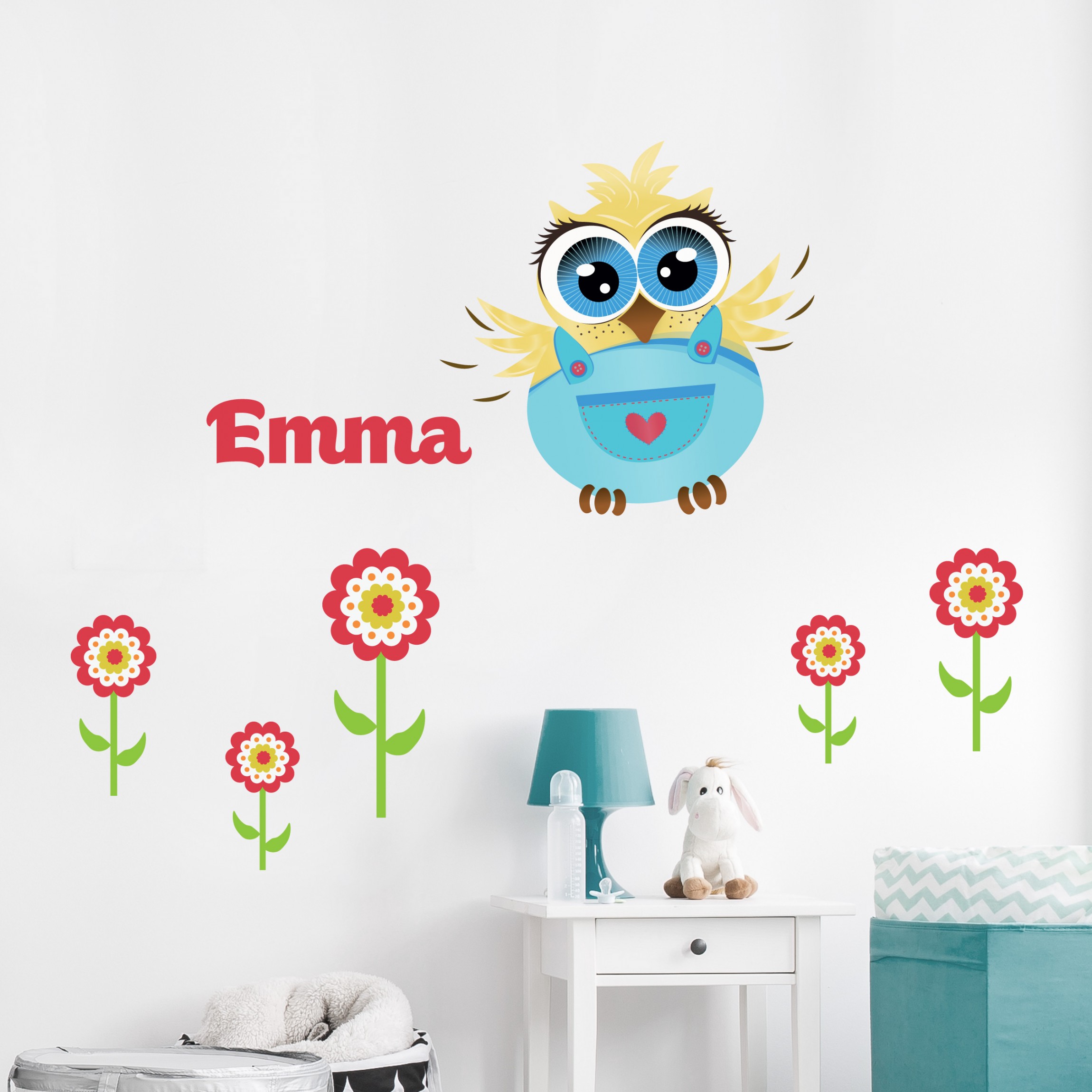 Wandtattoo Kinderzimmer Eule Kinderzimmer Wandtattoo Eule mit Wunschtext Eule Lana