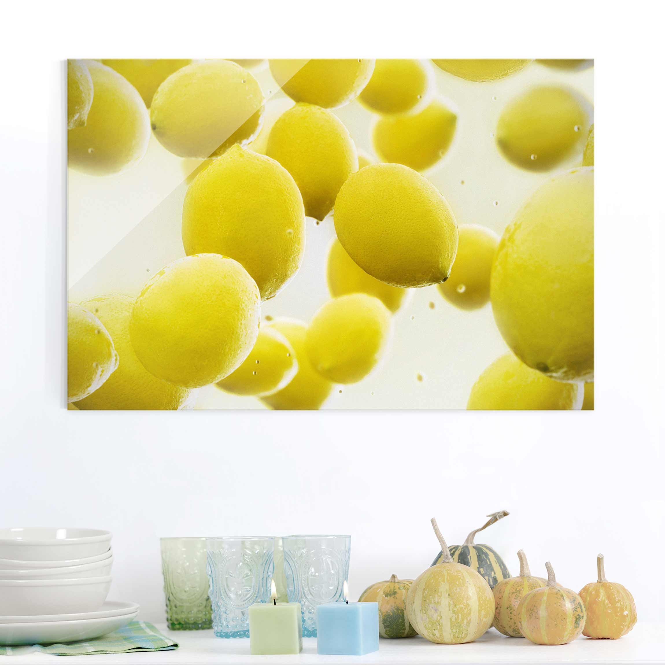 Glasbild Küche - Zitronen im Wasser - Quer 2:3 Glasbild Küche - Zitronen im Wasser - Quer 2:3