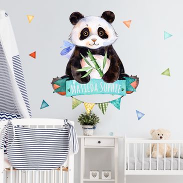 Wall Decal Panda Bear Watercolour Custom Text Wall Decal Panda Bear Watercolour Custom Text