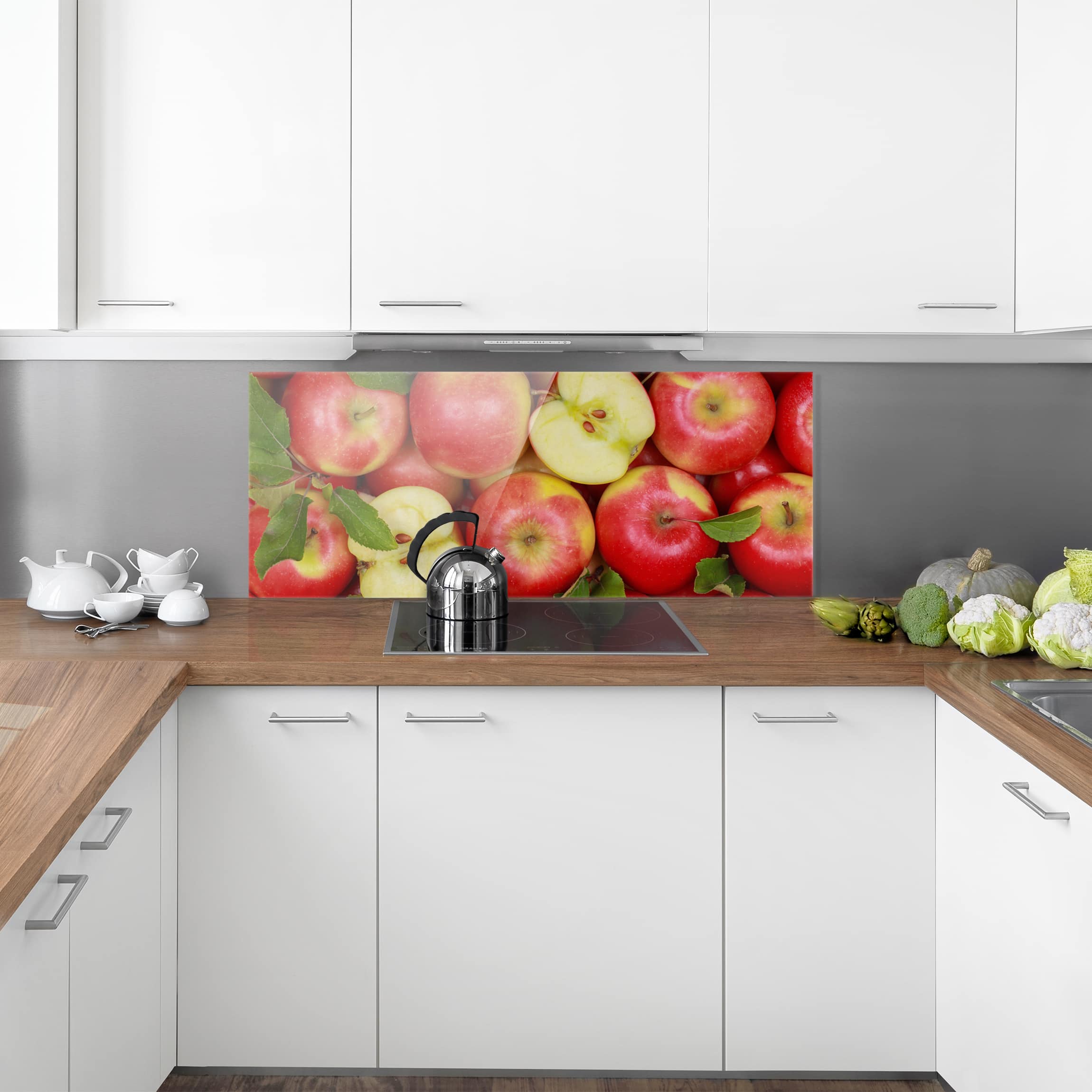 Spritzschutz Glas - Saftige Äpfel - Panorama Quer Spritzschutz Glas - Saftige Äpfel - Panorama Quer