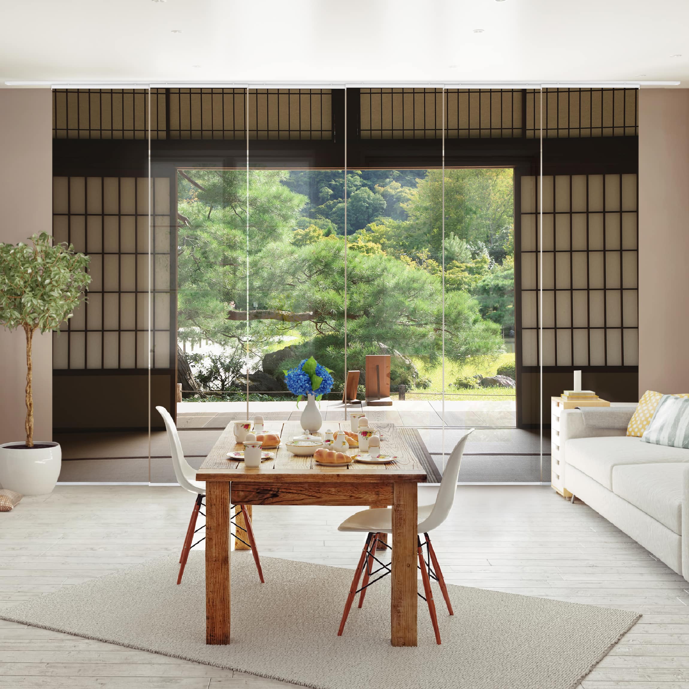 Sliding Curtains Set Dojo In Harmony 6 Panels