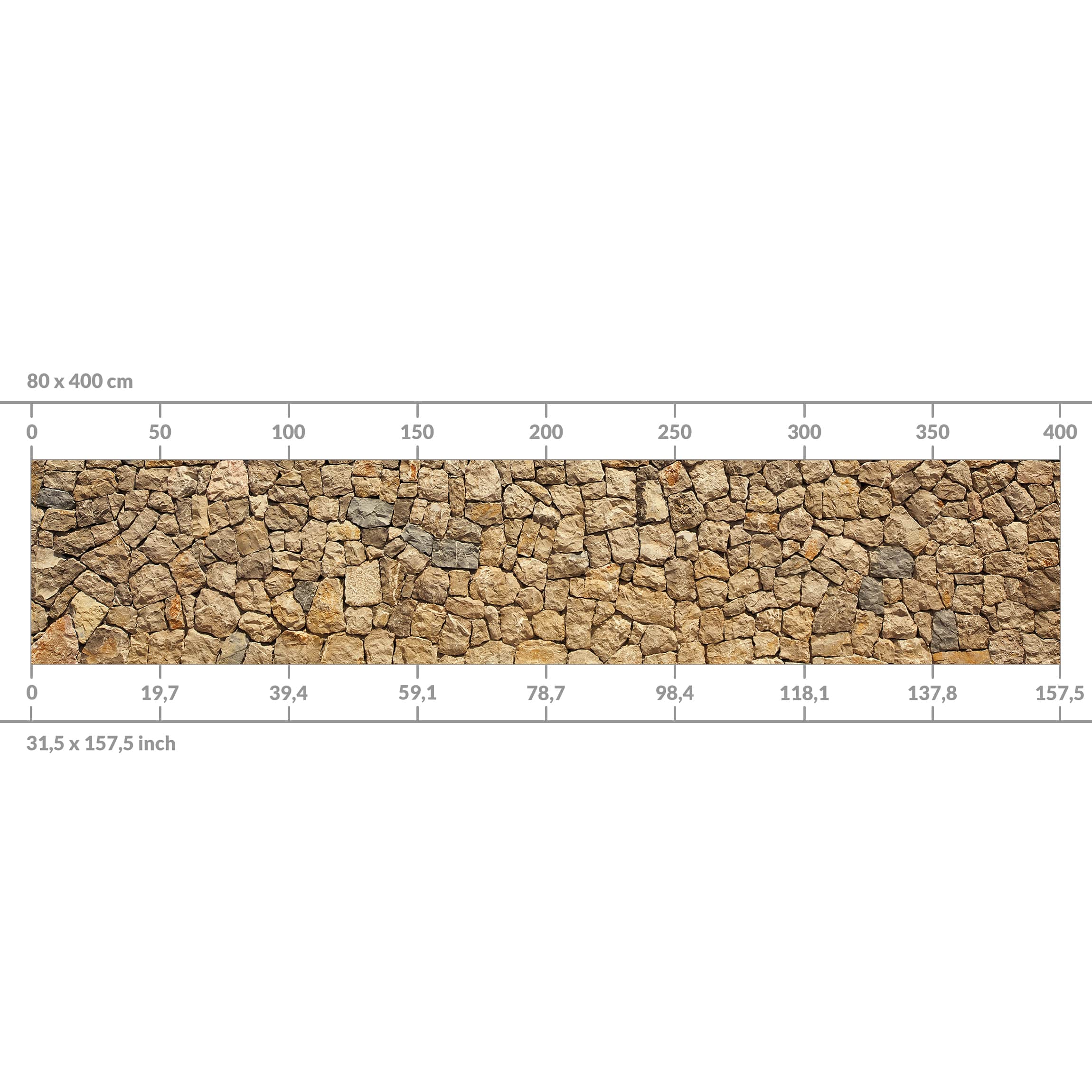 Antico Muro in ciotoli 50 x 50 cm Premium Bilderwelten Rivestimento Cucina