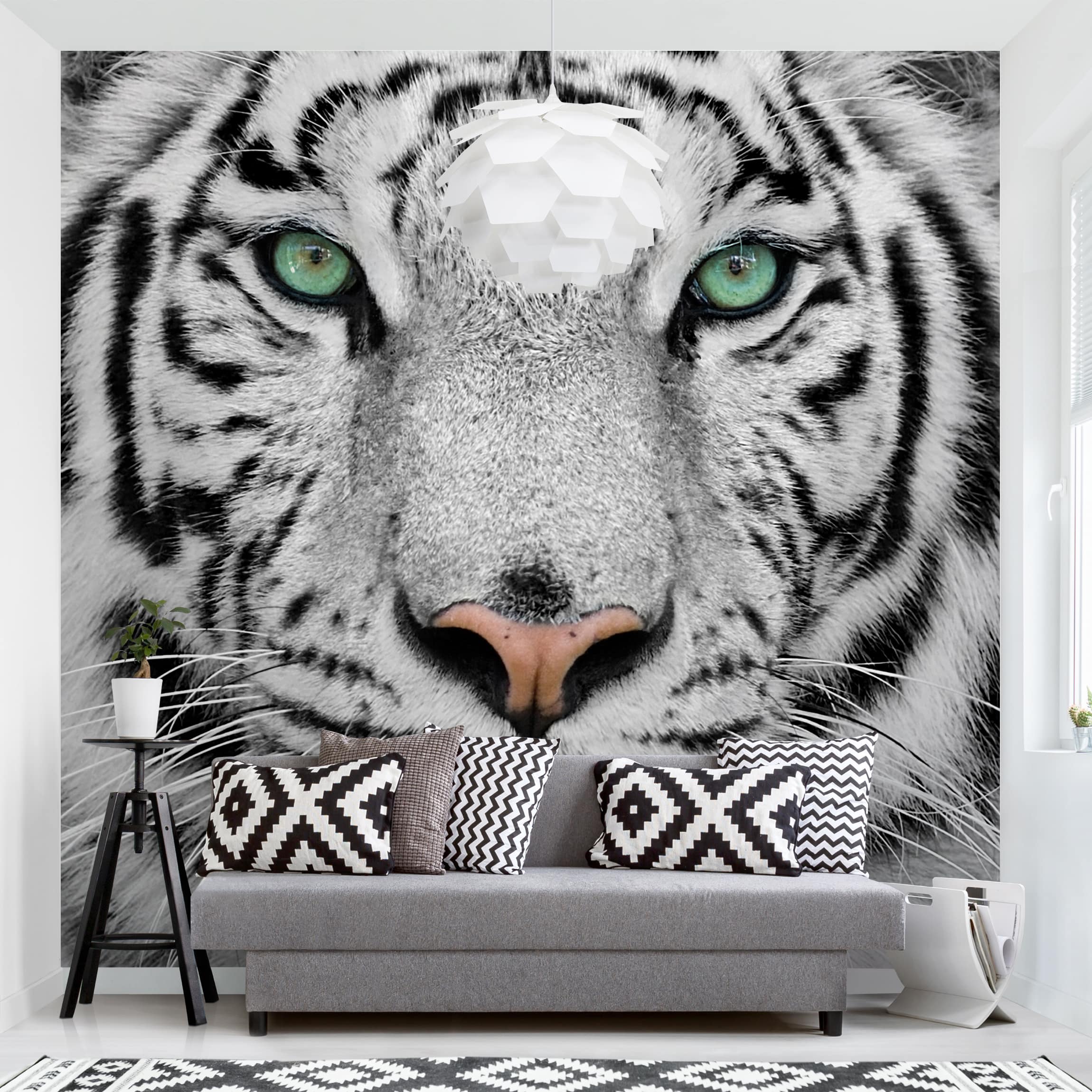 Tapete selbstklebend Weißer Tiger Fototapete Vliestapete Wandbild