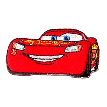Aufnäher zum Aufbügeln, gestickter Aufnäher Marbet Cars, roter Sportwagen,  95 x 40 mm