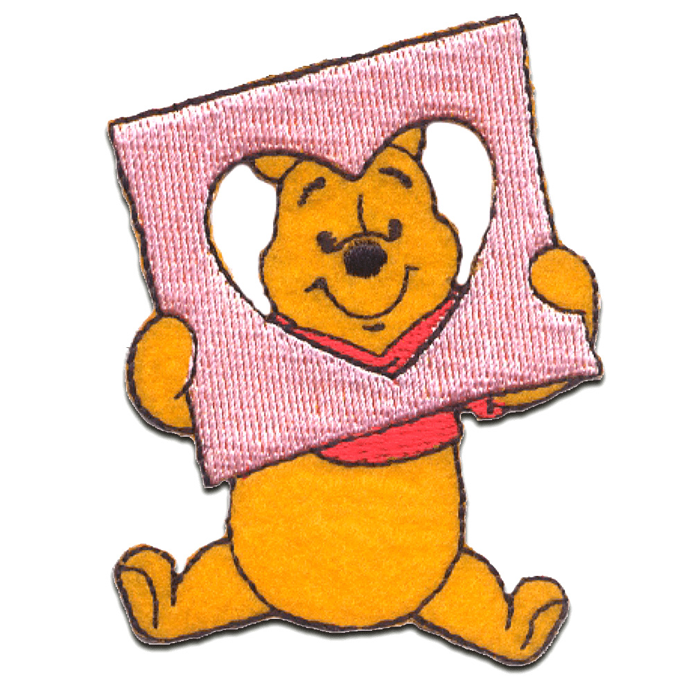 Disney © Winnie The Pooh Heart - Iron On Patches Adhesive Emblem Stickers  Appliques, Size: 2.44 x 2.4 Inches