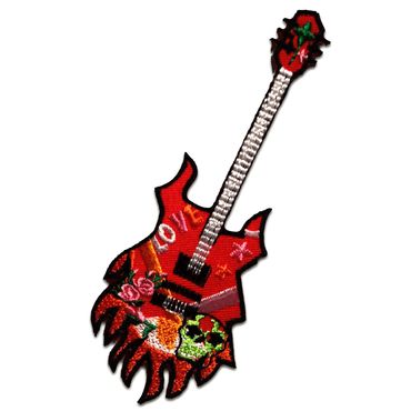 Toppe termoadesive Toppa Patch Toppa Chitarra Hippie 14 cm