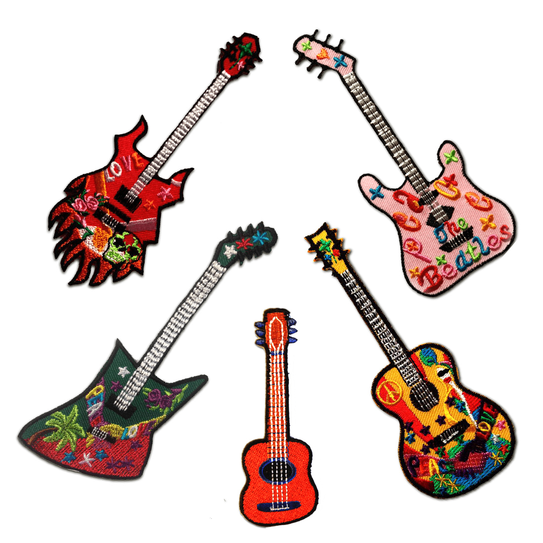 Toppa Ricamata Peace Pace Patch Pace E Chitarra Hippie - Toppa Ricamata