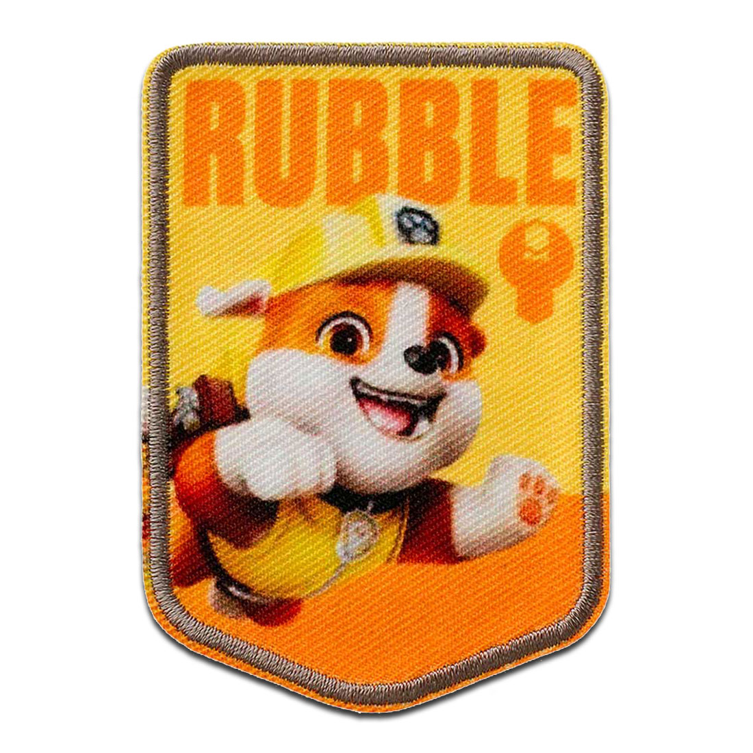 Toppe termoadesive - Paw Patrol Squadra Dei Cuccioli Rubble - giallo - 6,1x6,3cm - Patch Toppa ricamate Catch the Patch - il tuo negozio per i cerotti e i cerotti con il