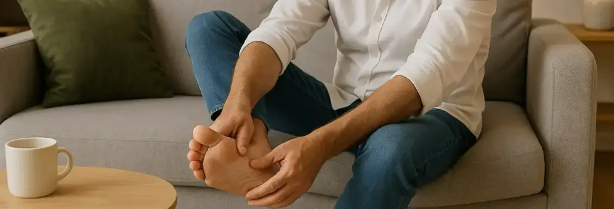 Person mit schmerzende Fuessen