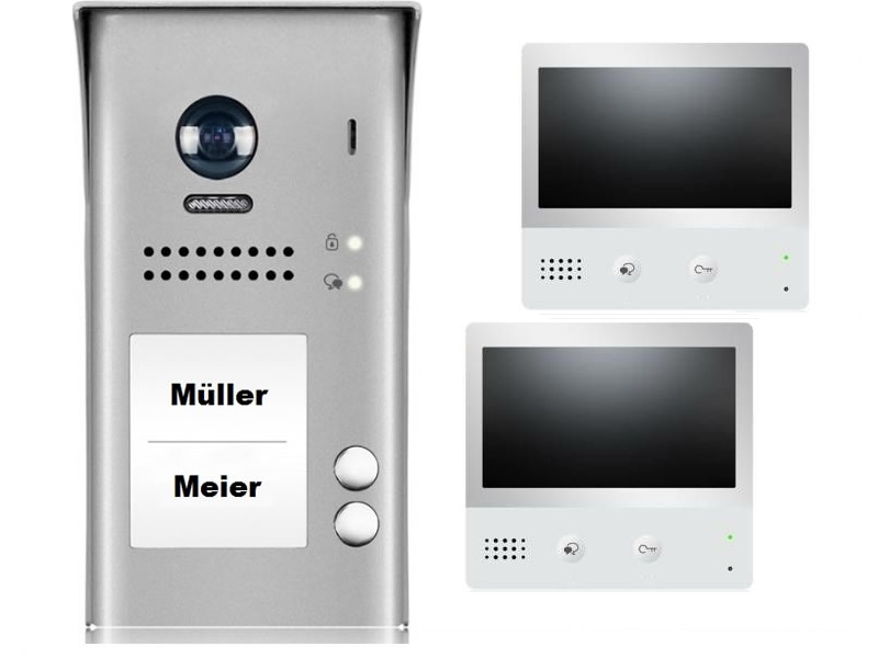 Wlan Türklingel DT617S2 mit 2 weissen DX471 Monitoren