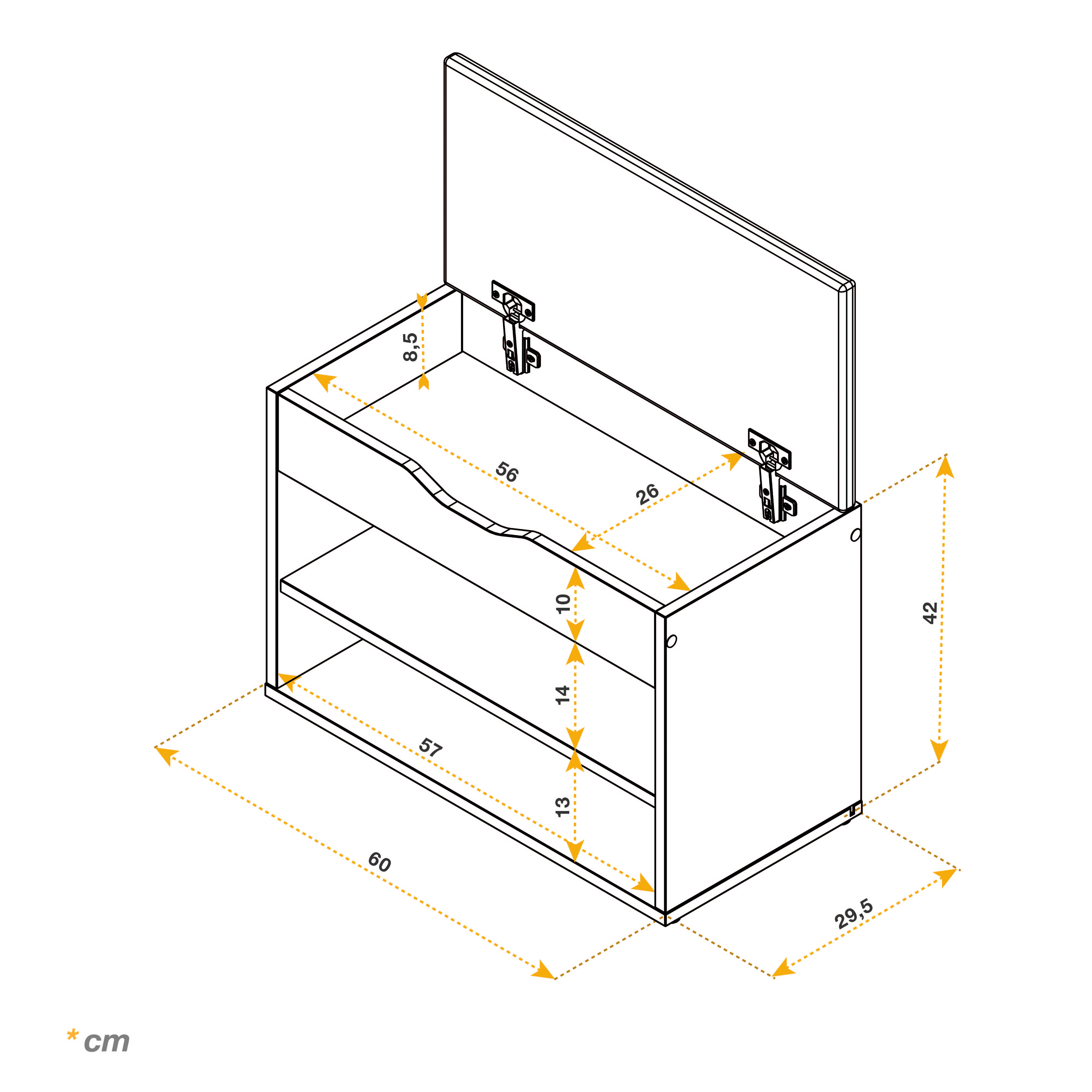 Schuhregal mit Sitzfläche Aufklappbar Schuhschrank Sitz Flur WM032
