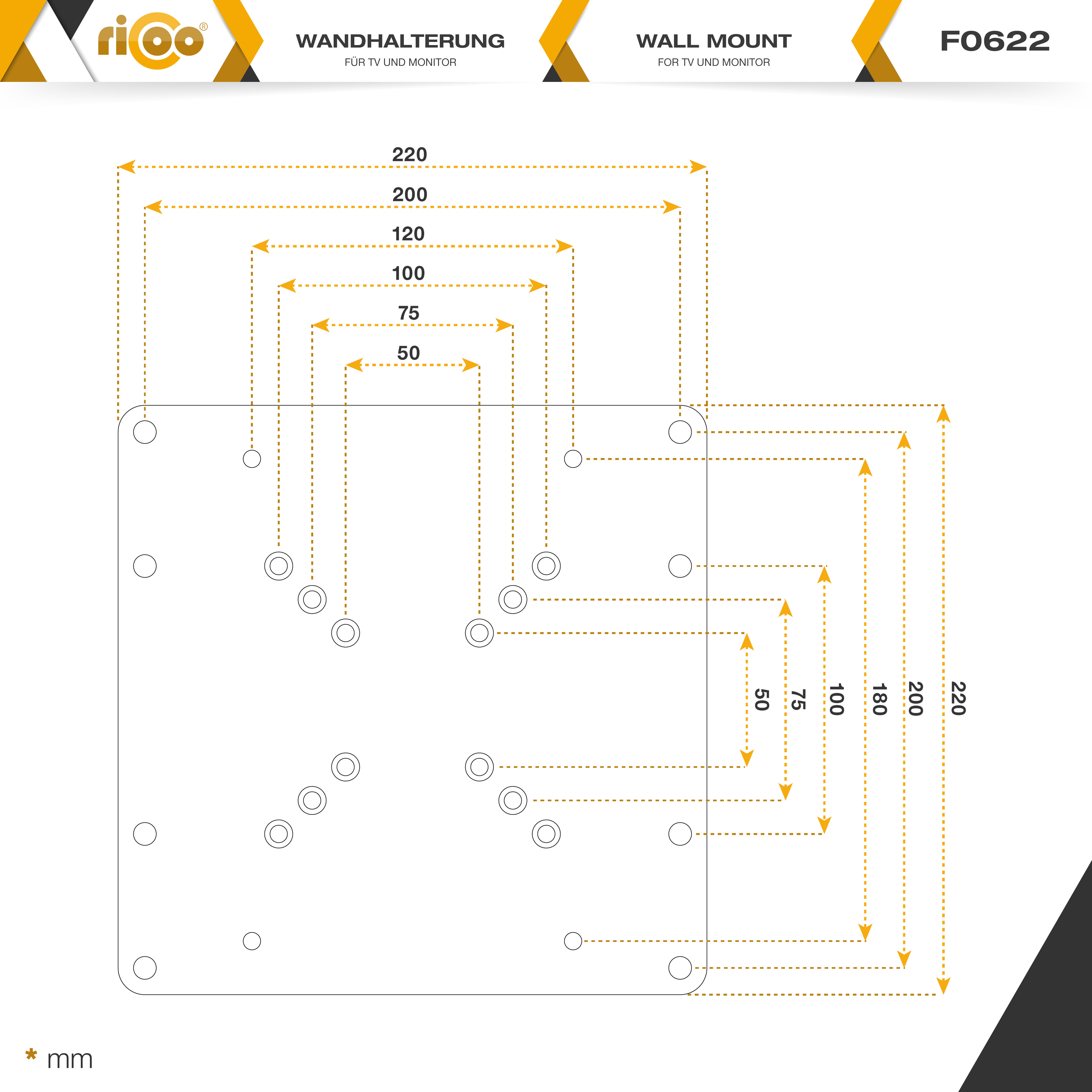 VESA Vergrößerung Adapter von VESA 50x50, 75x75, 100x100 auf VESA ...