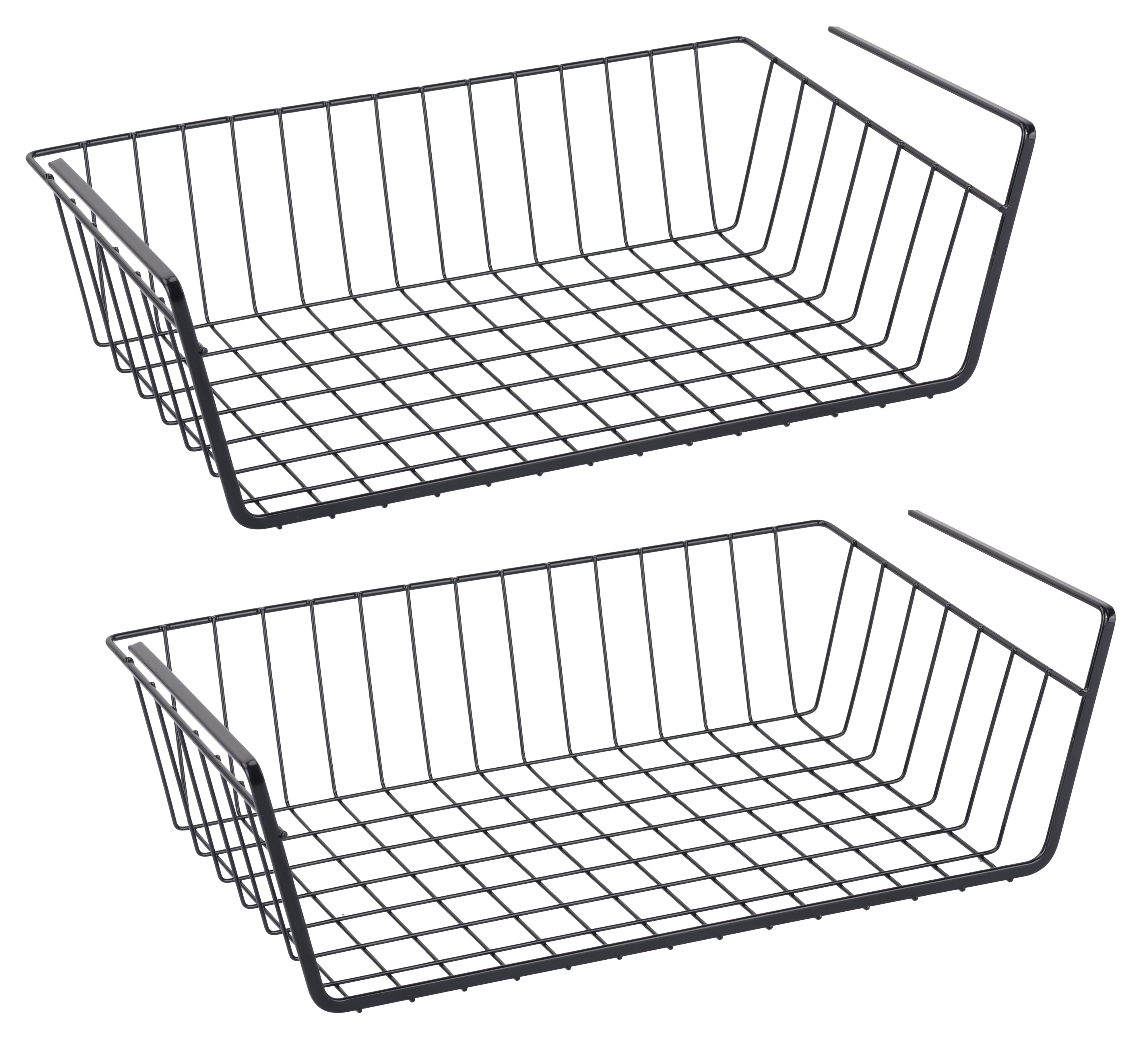 2 Stück Unterregal Hängekörbe Metall - Aufbewahrungskorb Schwarz