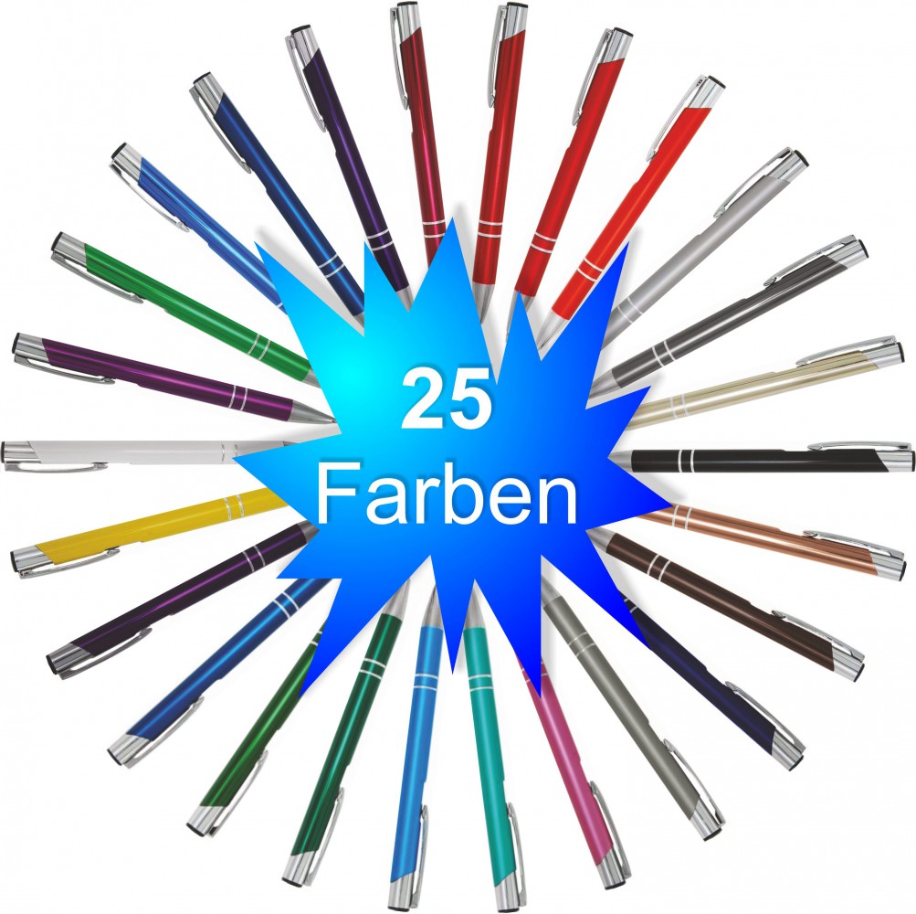 1 Stück Metall Kugelschreiber in 26 Farben inkl Wunschgravur Laser Gravur Etui 