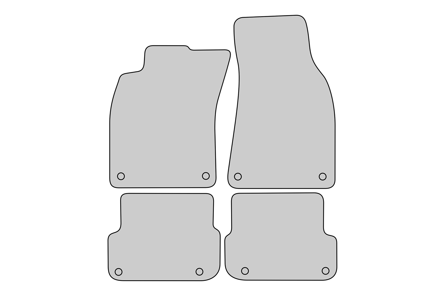 Auto Fußmatten für AUDI A6 III [C6] Abstand Befestigungspunkte