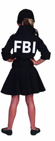 Kinder Kostüm FBI Agent Agentin mit Kappe Polizist Polizei Karneval Fasching