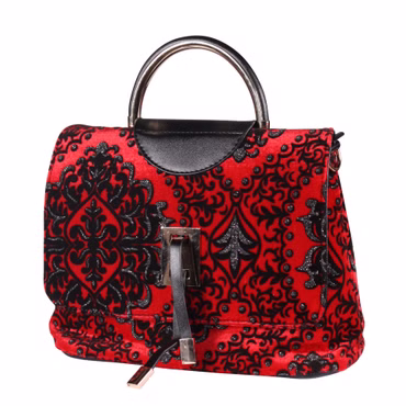 Henkeltasche Tasche Brokat rot/silber Handtasche Charleston Halloween Karneval