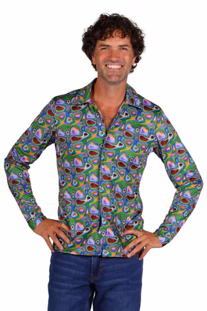 Kostüm 70er Jahre Hemd Psychedelic Retro Hippie buntes Hemd Karneval Fasching