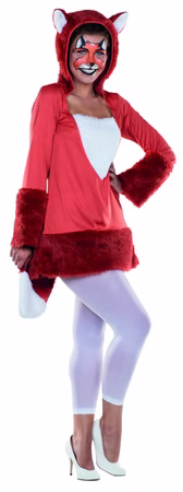Kostüm Fuchs Damen Fuchskostüm Oberteil m Kapuze Stulpen braun Karneval Fasching