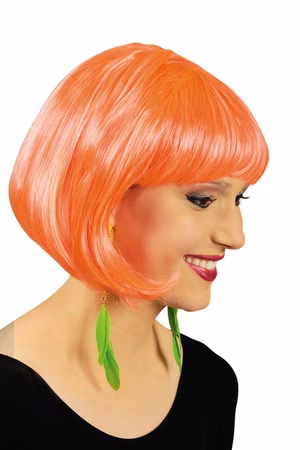 Pagenkopf Perücke neongrün oder neon orange Bob Wig Cabarett Karneval Fasching