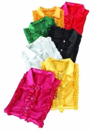 Disko Hemd Kostümhemd Rüschenhemd Satinhemd Hippie Halloween Karneval Fasching