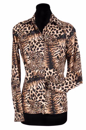 Kostüm Bluse Tiger Pailletten Dschungel Zoo Animal Tigerqueen Karneval Fasching