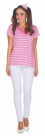 Kostüm Ringelshirt pink weiß Damen Ringelhemd Gr.34-40 Clown Karneval Fasching