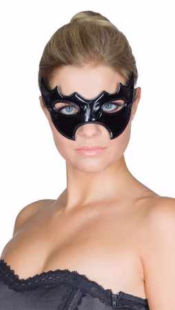 Fledermaus Maske Augenmaske schwarz Glanzstoff Karneval Fasching Maskenball