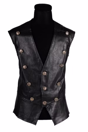 Weste Pirat Mittelalter Lederoptik braun schwarz Biker Kostüm Karneval Fasching
