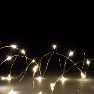 LED Mini Lichterkette Knopfzellen 20 Birnen für innen Deko Karneval Fasching