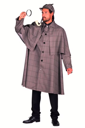 Detektiv Kostüm Herren Schnüffler karierter Mantel m Pellerine Karneval Fasching