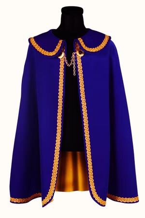 Garde Umhang Prinzenmantel blauer Samt lang Kostüm Uniform Musketier Fasching
