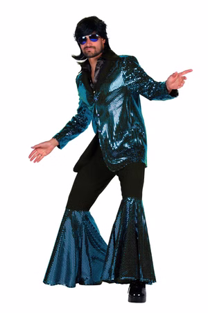 Disco Anzug Herren Pailletten Glitzer Schlager 70er Party Motto Show Karneval