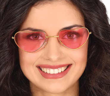 rosa Herzbrille Hippie 70er Liebe Love Brille Karneval JGA Fasching