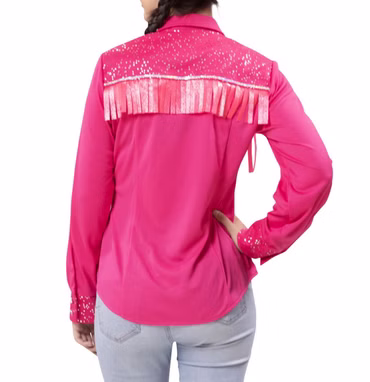 Westernhemd Damen pink Line Dance Kostüm Cowboy Hemd Gr.34-42 Karneval Fasching