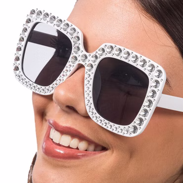 Party Brille mit Strass sz od weiß Glitzerbrille Glamour Karneval Fasching Party
